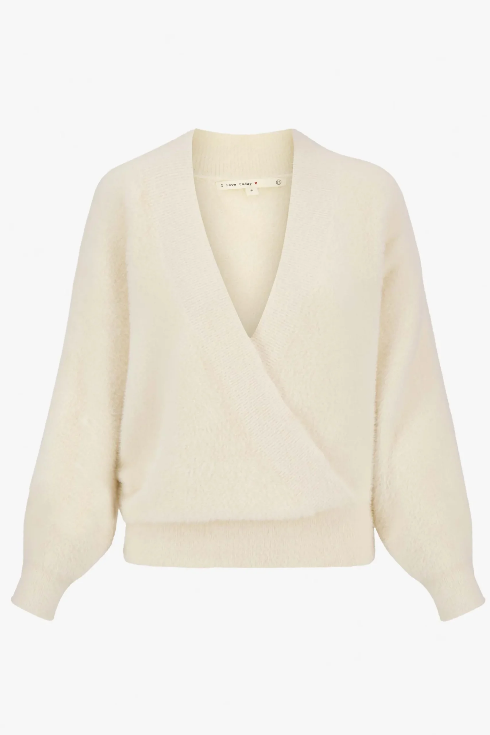 ZUSSS Truien*wikkel trui in fluffy garen creme