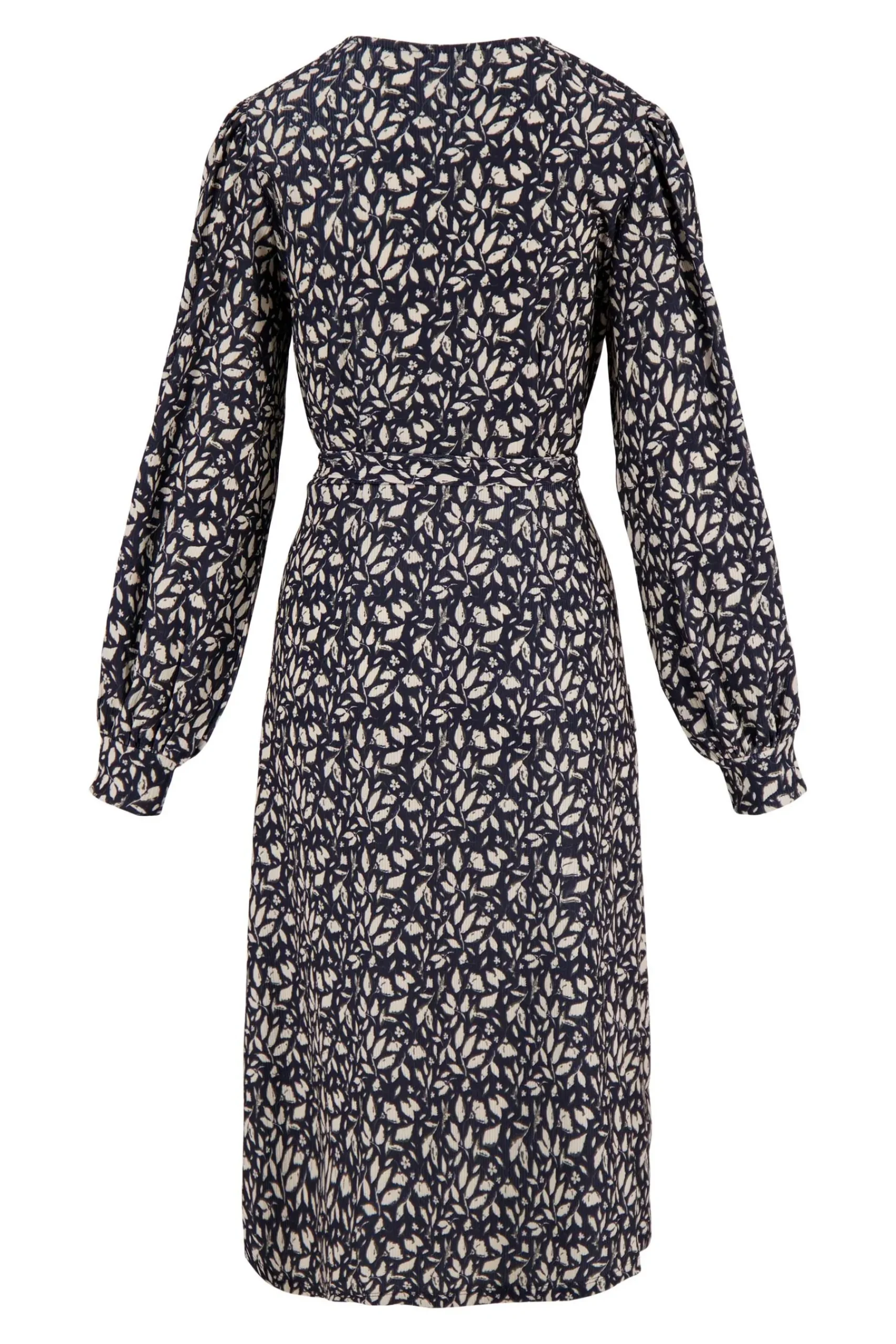 ZUSSS Jurkjes & Rokken*wikkeljurk met blaadjesprint donkerblauw