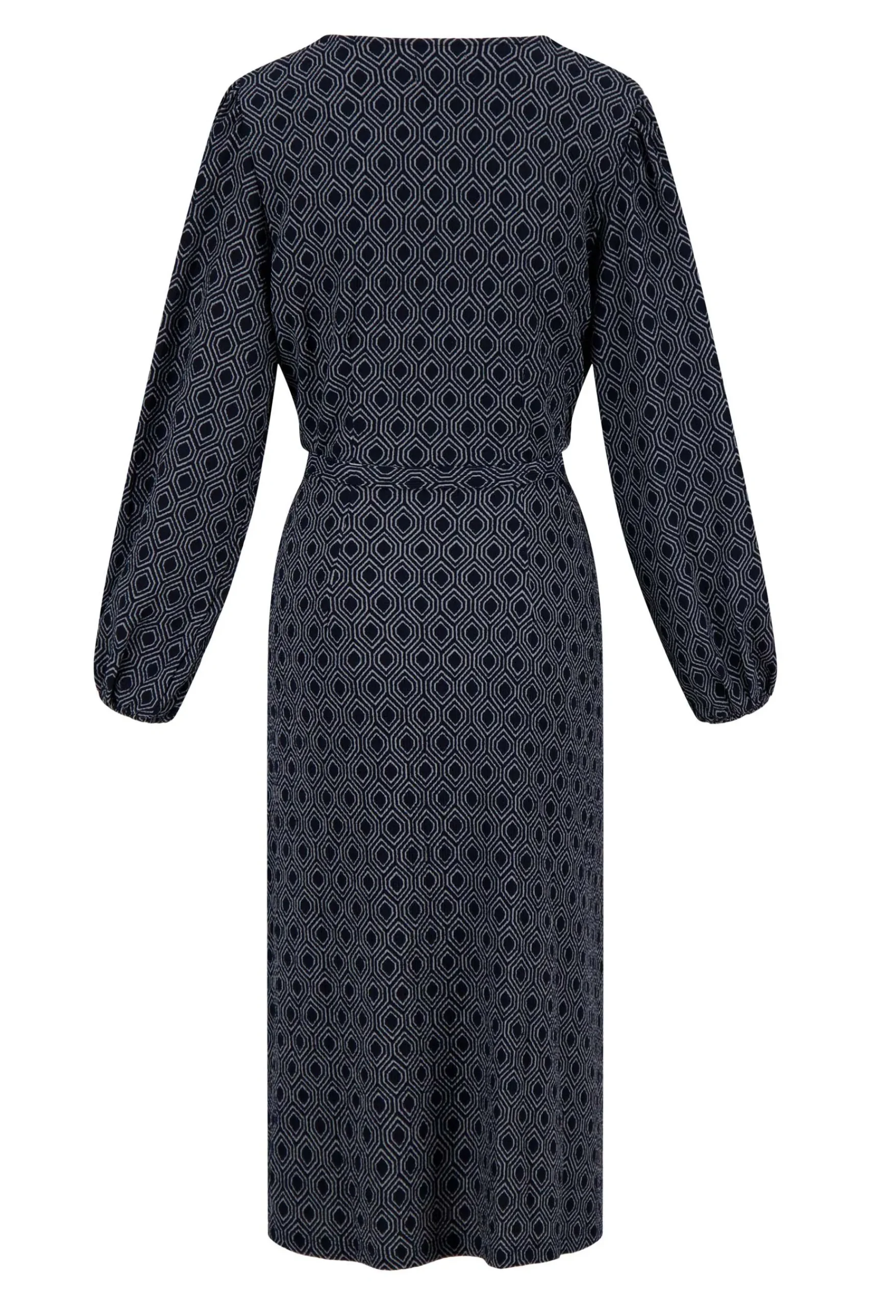 ZUSSS Jurkjes & Rokken*wikkeljurk met blockprint donkerblauw/grijs