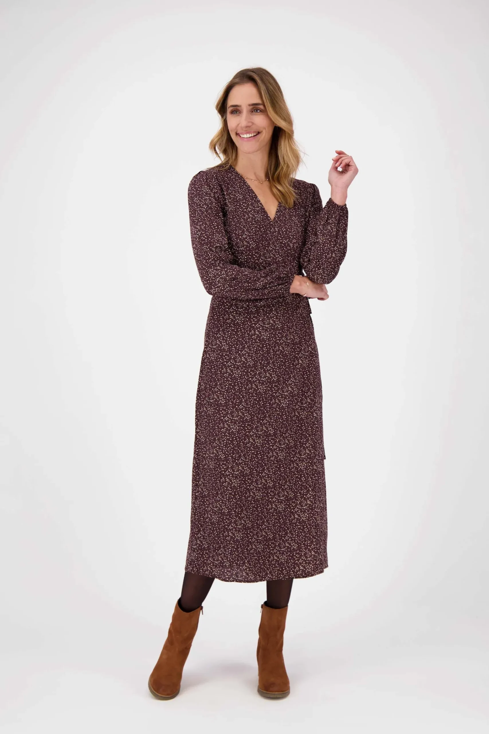 ZUSSS Jurkjes & Rokken*wikkeljurk met print chocoladebruin printchocoladebruin